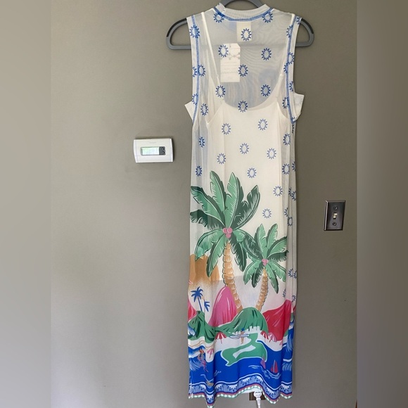NWT ANTHROPOLOGIE x FARM RIO Graphic Mesh Tropical Midi Dress Size XS - Picture 5 of 9